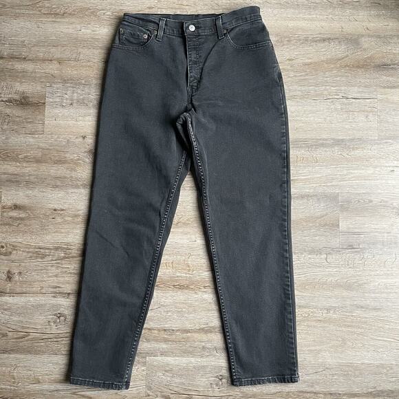 Vintage Levi's 550 Relaxed Fit Tapered Leg Jeans Black Y2K Grunge Siz3e 12 MIS M - Picture 1 of 11